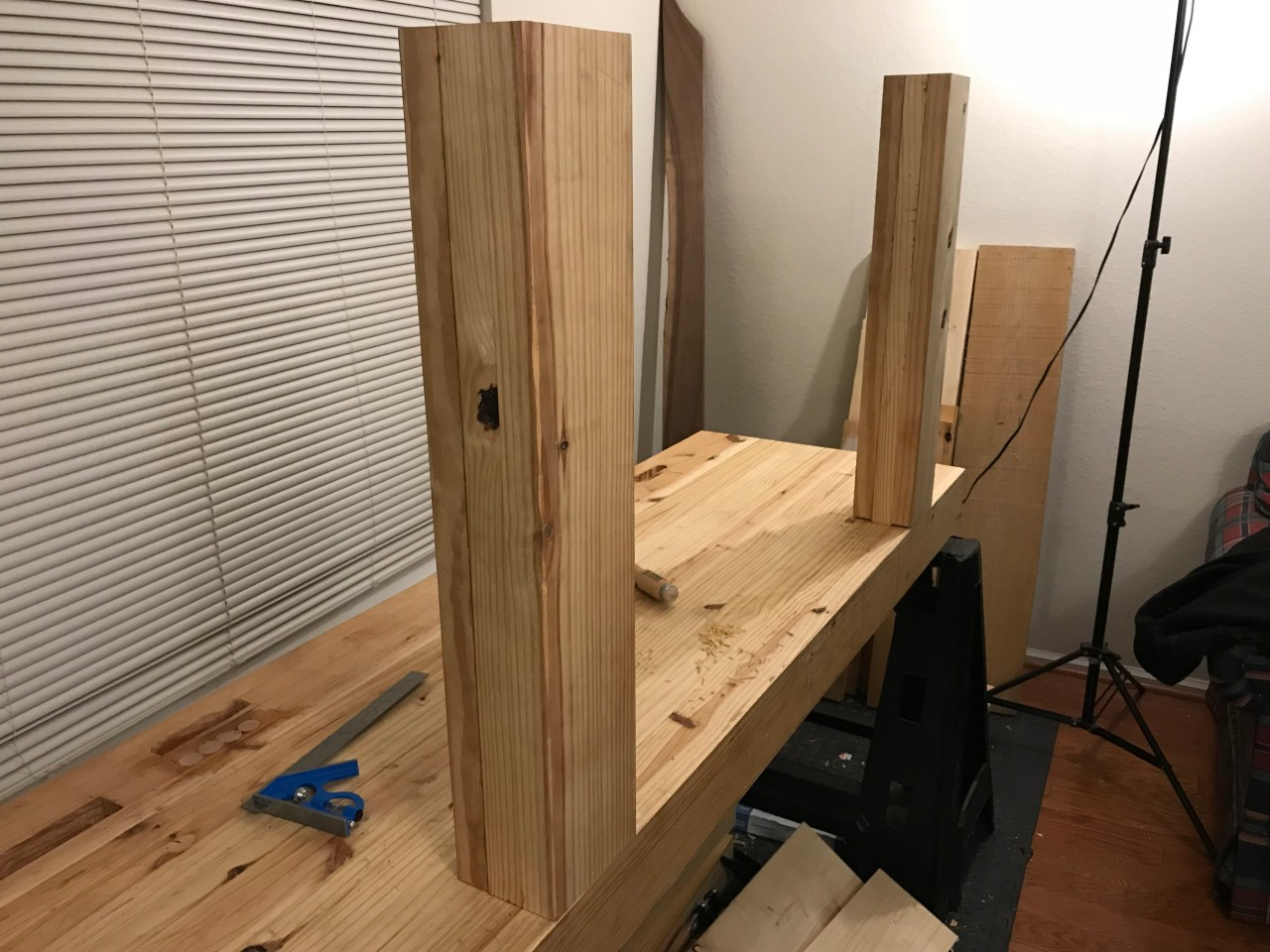 Fitting the legs on my upside down bench top